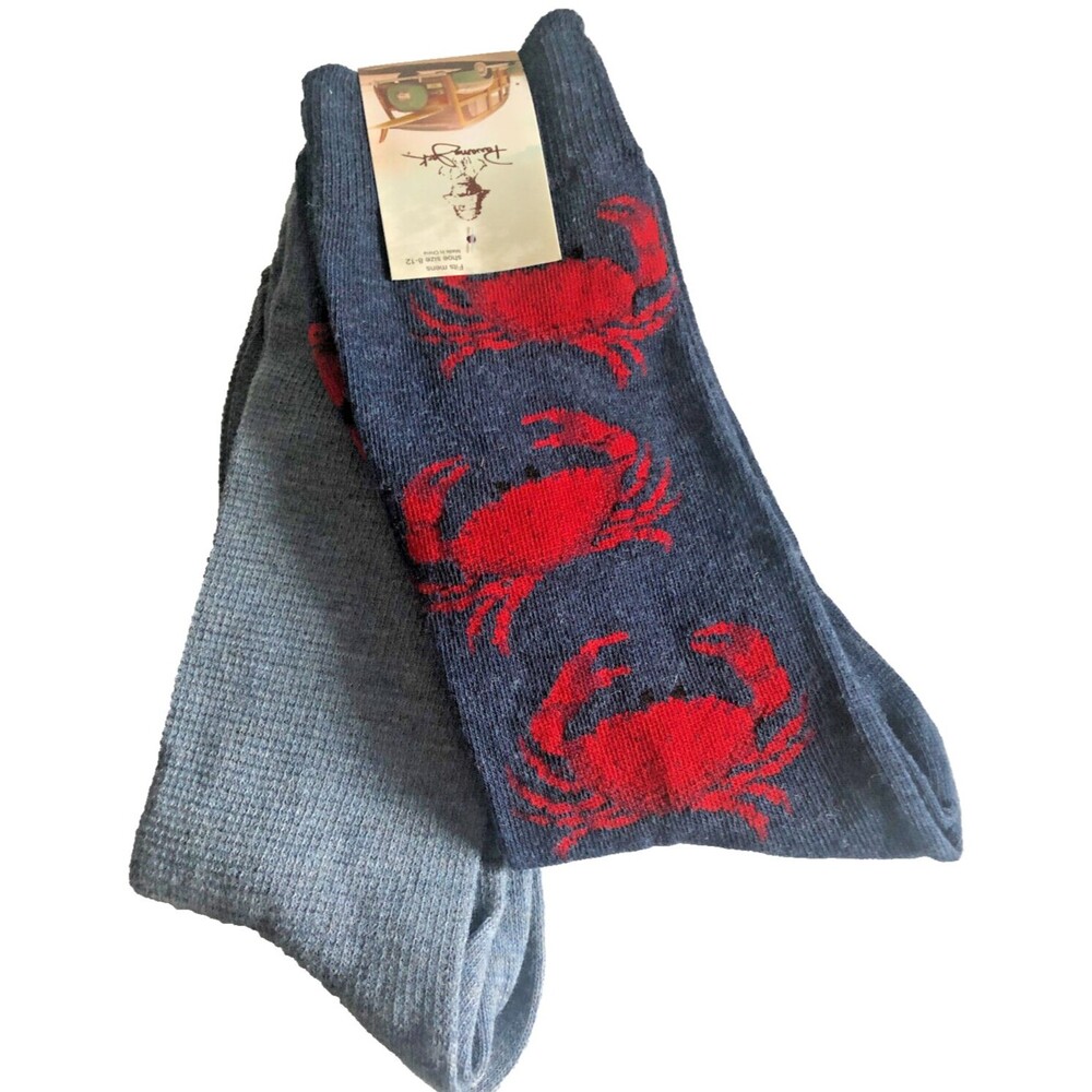 Panama Jack Red Crab Mens Socks 2pk Blue Nautical Summer Shoe Size 8 -12